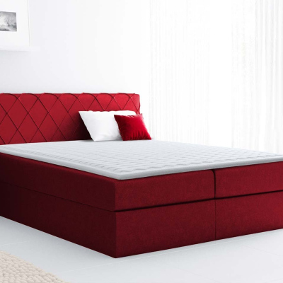Boxspringová manželská posteľ 180x200 PABLA - červená + topper ZDARMA