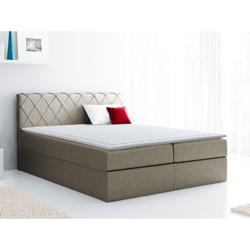 Boxspringová manželská posteľ 160x200 PABLA - svetlá hnedá + topper ZDARMA