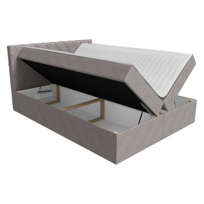 Boxspringová manželská posteľ 180x200 PABLA - šedá + topper ZDARMA