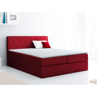 Boxspringová manželská posteľ 140x200 PABLA - červená + topper ZDARMA