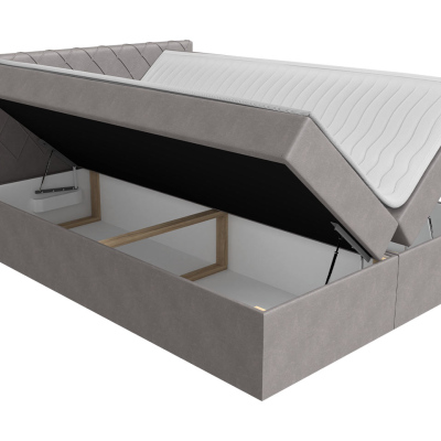 Boxspringová jednolôžková posteľ 120x200 PABLA - šedá + topper ZDARMA