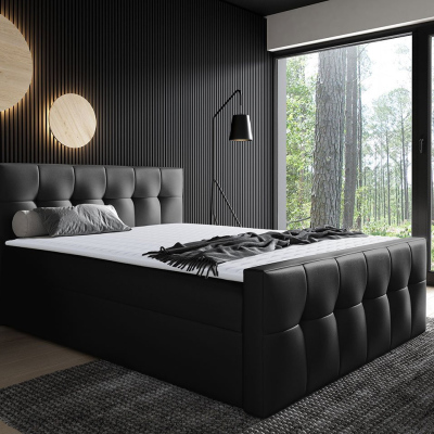 Hotelová manželská posteľ 180x200 ORLIN - čierna ekokoža + topper ZDARMA