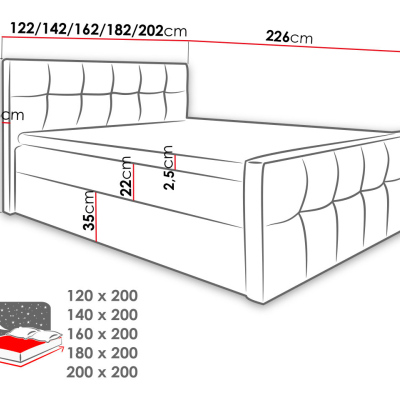Hotelová manželská posteľ 200x200 ORLIN - čierna ekokoža + topper ZDARMA