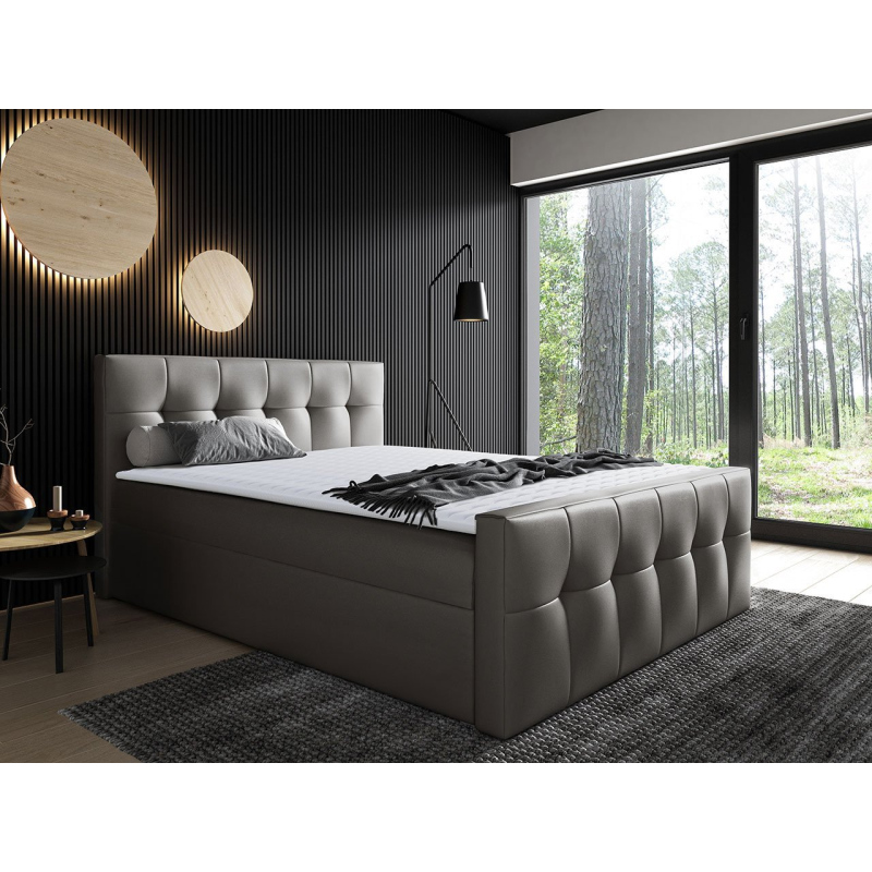Hotelová jednolôžková posteľ 120x200 ORLIN - šedá ekokoža + topper ZDARMA