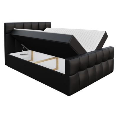 Hotelová manželská posteľ 140x200 ORLIN - béžová ekokoža + topper ZDARMA