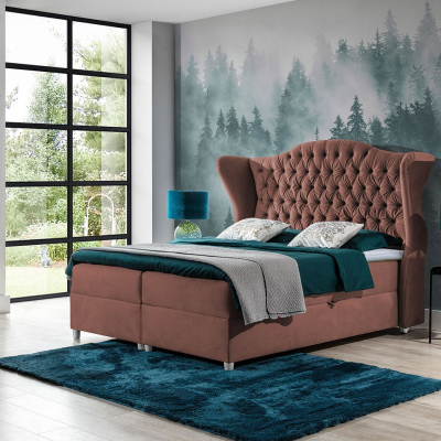 Kontinentálna manželská posteľ 180x200 NEIVA - ružová + topper ZDARMA