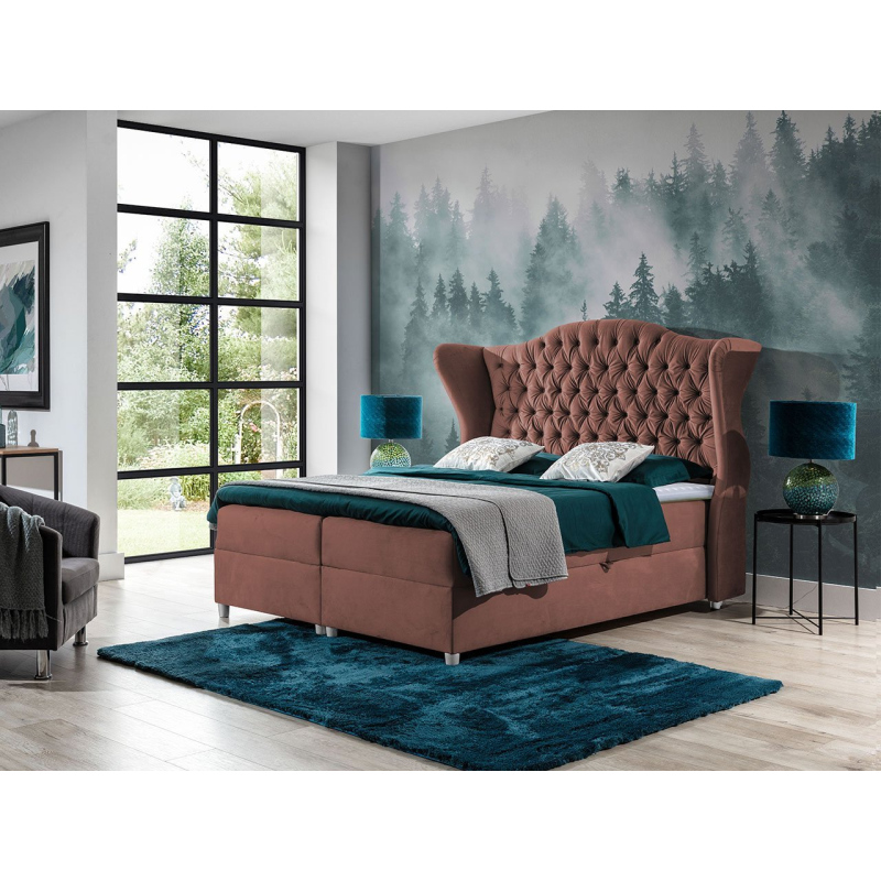 Kontinentálna manželská posteľ 180x200 NEIVA - ružová + topper ZDARMA