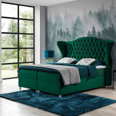 Kontinentálna manželská posteľ 180x200 NEIVA - zelená + topper ZDARMA