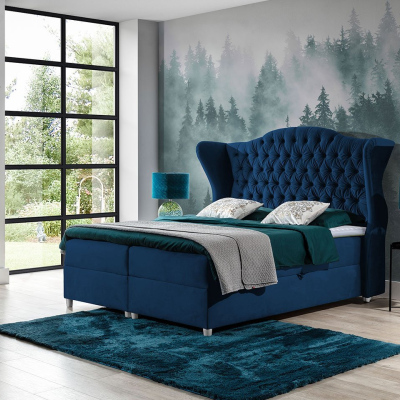 Kontinentálna manželská posteľ 180x200 NEIVA - modrá + topper ZDARMA