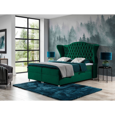 Kontinentálna manželská posteľ 160x200 NEIVA - zelená + topper ZDARMA