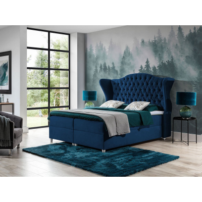 Kontinentálna manželská posteľ 140x200 NEIVA - modrá + topper ZDARMA