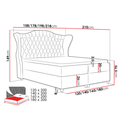 Kontinentálna manželská posteľ 180x200 NEIVA - béžová + topper ZDARMA