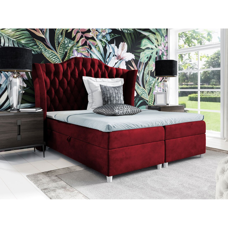 Boxspringová manželská posteľ 180x200 TERCERO - červená + topper ZDARMA