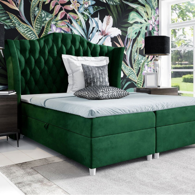 Boxspringová manželská posteľ 180x200 TERCERO - zelená + topper ZDARMA