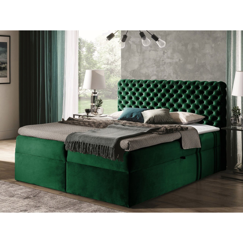Kontinentálna manželská posteľ 200x200 VALANCIA - zelená + topper ZDARMA