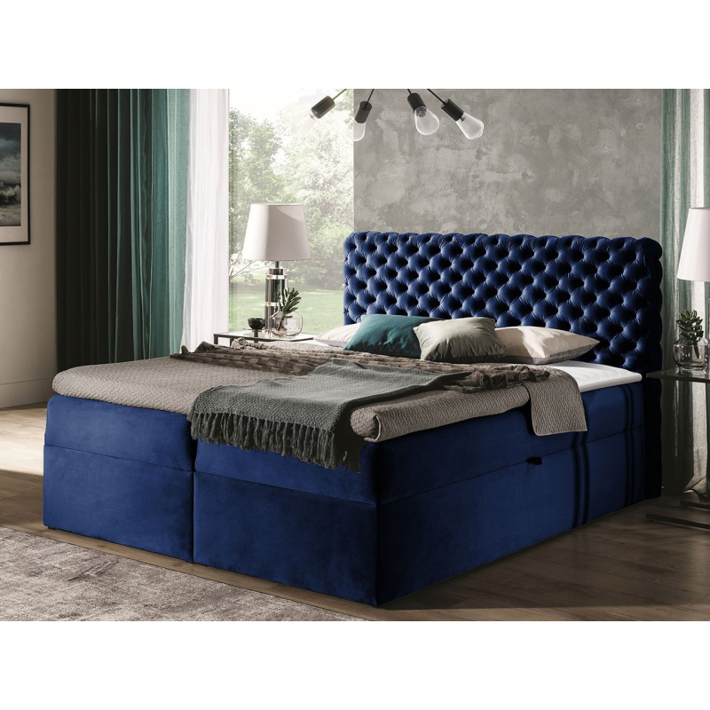 Kontinentálna manželská posteľ 200x200 VALANCIA - modrá + topper ZDARMA