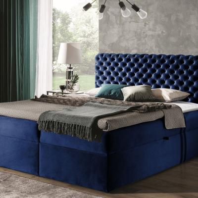 Kontinentálna manželská posteľ 180x200 VALANCIA - modrá + topper ZDARMA