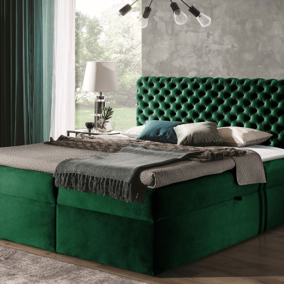 Kontinentálna manželská posteľ 160x200 VALANCIA - zelená + topper ZDARMA