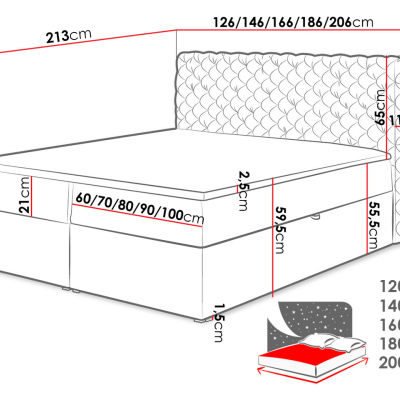 Kontinentálna manželská posteľ 160x200 VALANCIA - hnedá + topper ZDARMA