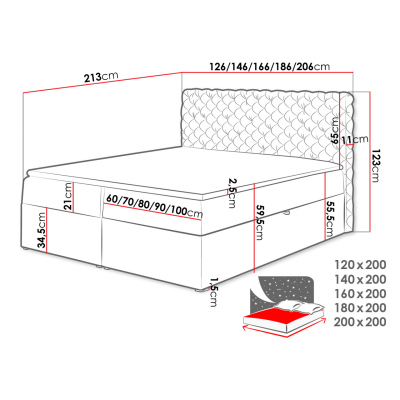 Kontinentálna manželská posteľ 180x200 VALANCIA - khaki + topper ZDARMA