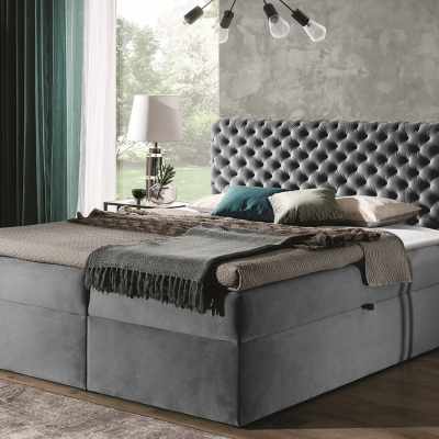 Kontinentálna jednolôžková posteľ 120x200 VALANCIA - šedá + topper ZDARMA