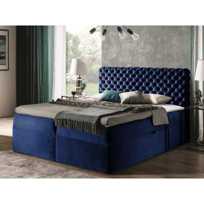 Kontinentálna jednolôžková posteľ 120x200 VALANCIA - modrá + topper ZDARMA