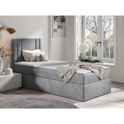 Americká jednolôžková posteľ 90x200 VITORIA MINI - šedá, ľavé prevedenie + topper ZDARMA
