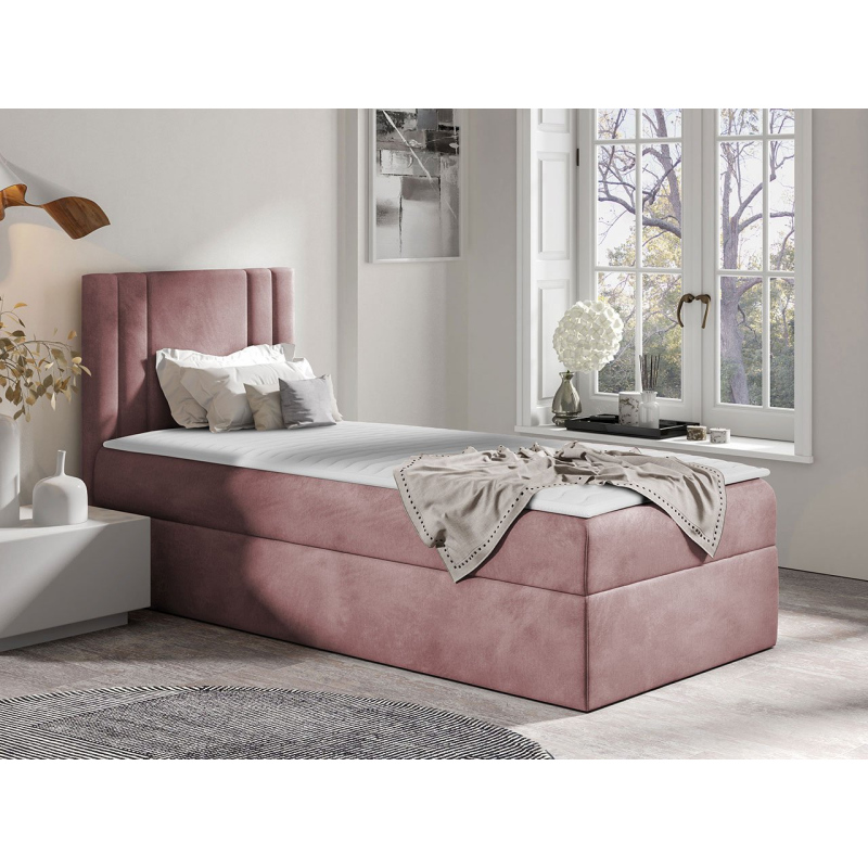Americká jednolôžková posteľ 90x200 VITORIA MINI - ružová, ľavé prevedenie + topper ZDARMA