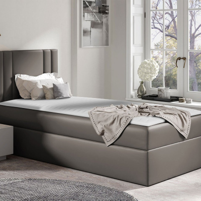 Americká jednolôžková posteľ 80x200 VITORIA MINI - šedá ekokoža, ľavé prevedenie + topper ZDARMA