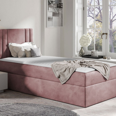 Americká jednolôžková posteľ 80x200 VITORIA MINI - ružová, ľavé prevedenie + topper ZDARMA