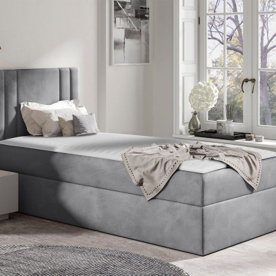 Americká jednolôžková posteľ 100x200 VITORIA MINI - šedá, ľavé prevedenie + topper ZDARMA