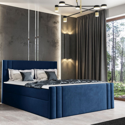 Americká manželská posteľ 140x200 VITORIA - modrá + topper ZDARMA