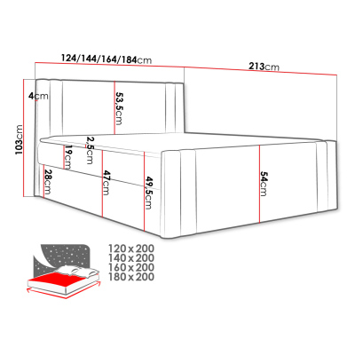 Americká manželská posteľ 180x200 VITORIA - šedá + topper ZDARMA