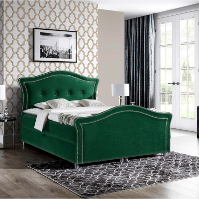 Kontinentálna manželská posteľ 200x200 VARIEL 2 - zelená + topper ZDARMA