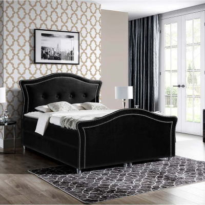 Kontinentálna manželská posteľ 200x200 VARIEL 2 - čierna + topper ZDARMA