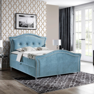 Kontinentálna manželská posteľ 160x200 VARIEL 2 - svetlá modrá + topper ZDARMA