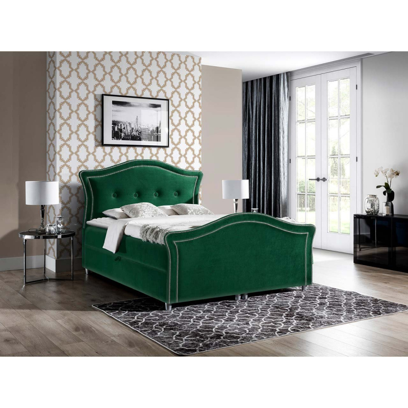 Kontinentálna manželská posteľ 160x200 VARIEL 2 - zelená + topper ZDARMA