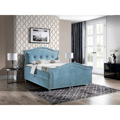 Kontinentálna manželská posteľ 140x200 VARIEL 2 - svetlá modrá + topper ZDARMA