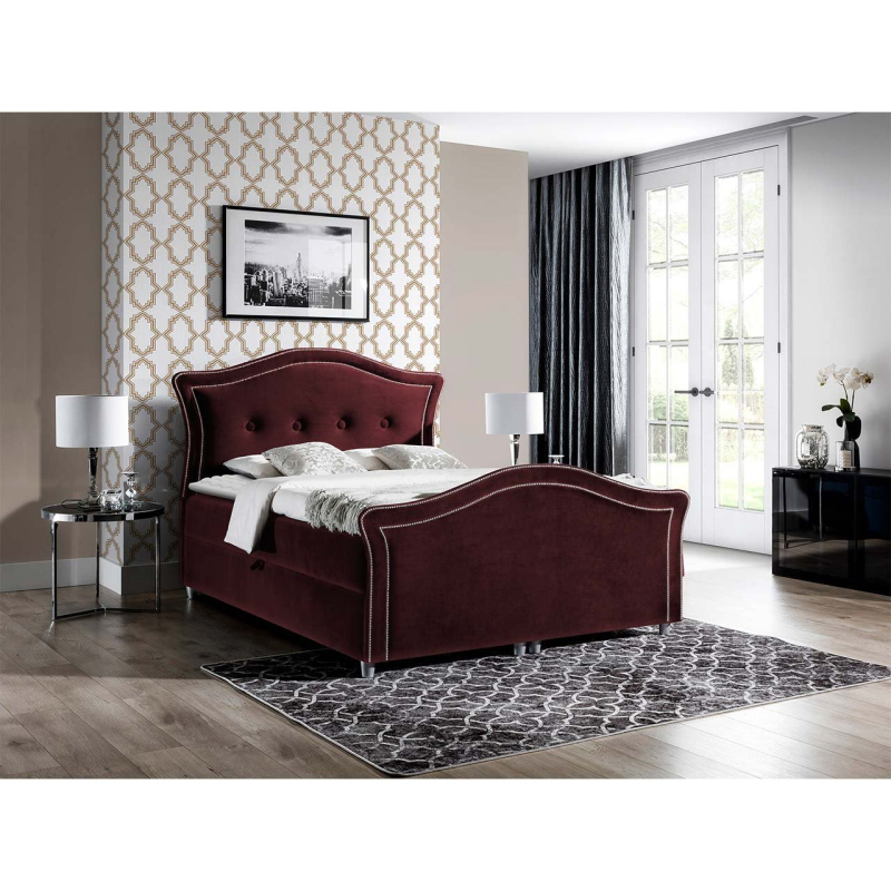 Kontinentálna jednolôžková posteľ 120x200 VARIEL 2 - vínová + topper ZDARMA