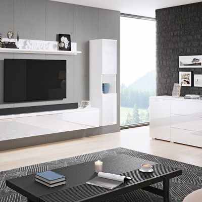 Nábytok do obývacej izby ROSARIO XL - lesklý biely / biely