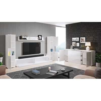 Nábytok do obývacej izby ROSARIO XL - dub wotan / lesklý biely