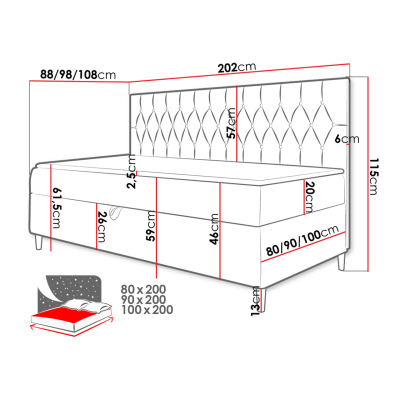 Boxspringová jednolôžková posteľ 90x200 PORFIRO 2 - biela ekokoža / žltá + topper ZDARMA