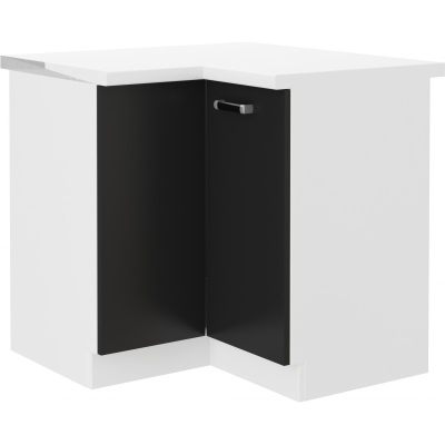 Dolná rohová skrinka ODONA - 89x89 cm, čierna / biela