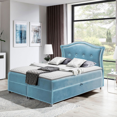 Kontinentálna manželská posteľ 160x200 VARIEL 1 - svetlá modrá + topper ZDARMA