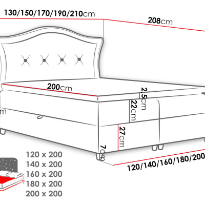 Kontinentálna manželská posteľ 200x200 VARIEL 1 - svetlá modrá + topper ZDARMA