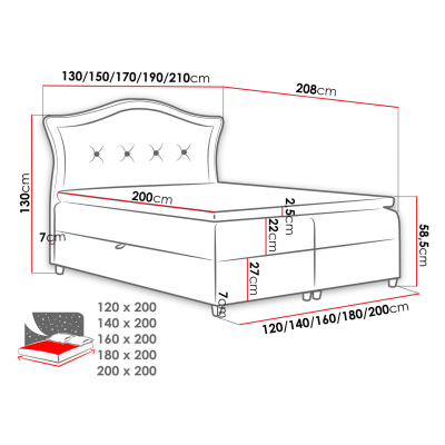 Kontinentálna manželská posteľ 180x200 VARIEL 1 - svetlá modrá + topper ZDARMA