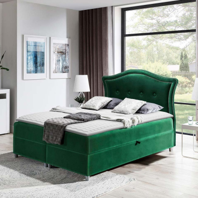 Kontinentálna manželská posteľ 160x200 VARIEL 1 - zelená + topper ZDARMA