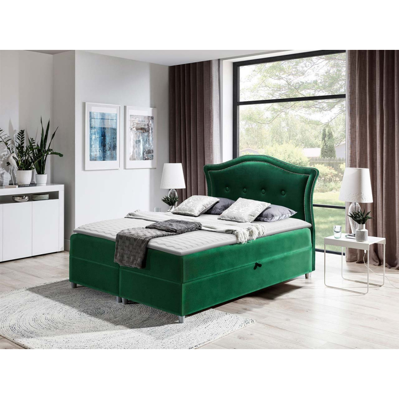 Kontinentálna manželská posteľ 160x200 VARIEL 1 - zelená + topper ZDARMA