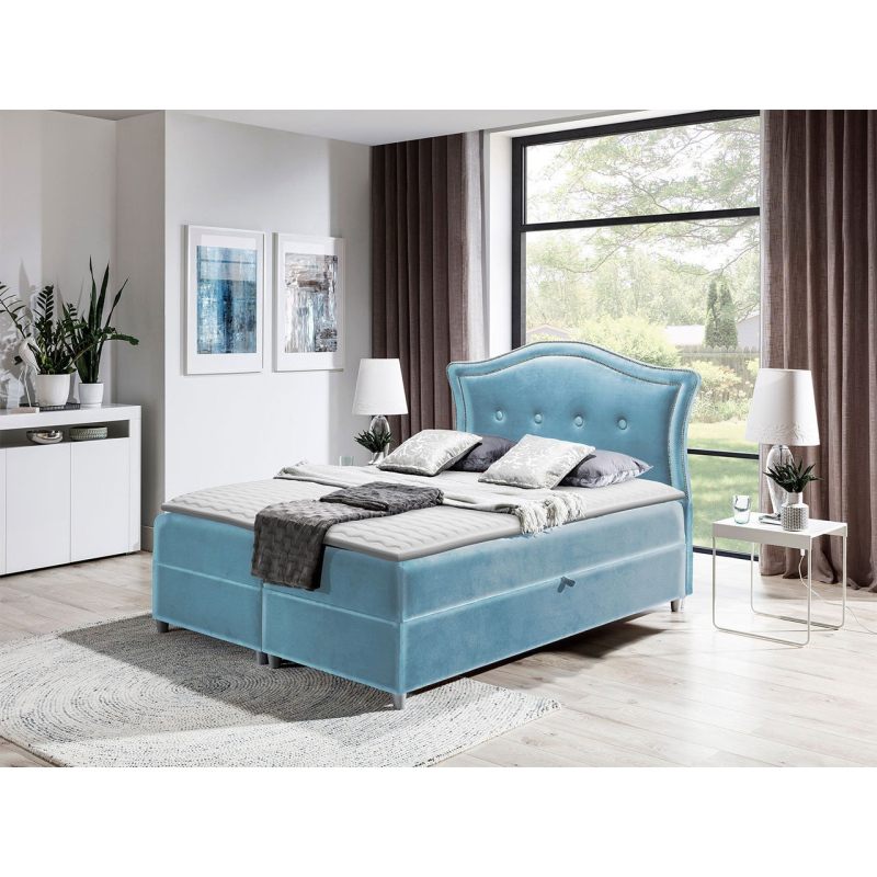 Kontinentálna jednolôžková posteľ 120x200 VARIEL 1 - svetlá modrá + topper ZDARMA