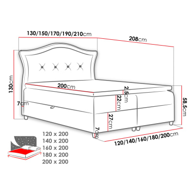 Kontinentálna jednolôžková posteľ 120x200 VARIEL 1 - hnedá 2 + topper ZDARMA